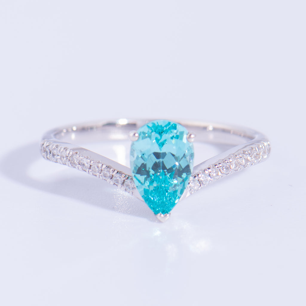 Lab Grown Paraiba Tourmaline Ring · 1.8ct · Moissanite Pavé · Sterling Silver