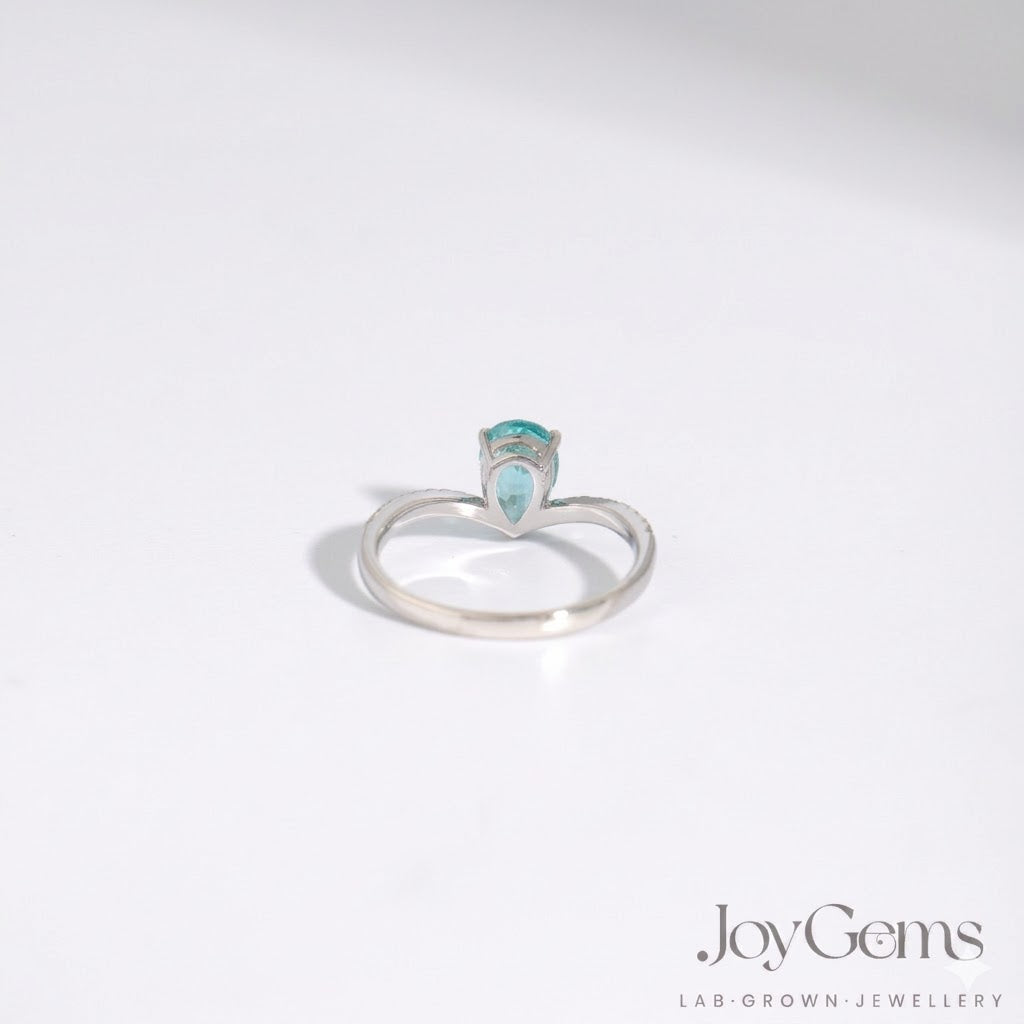 Lab Grown Paraiba Tourmaline Ring · 1.8ct · Moissanite Pavé · Sterling Silver