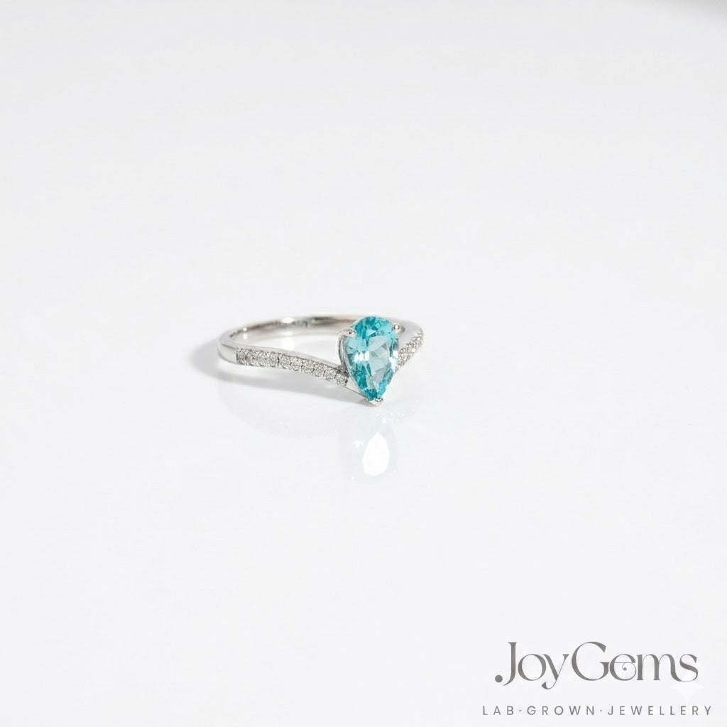 Lab Grown Paraiba Tourmaline Ring · 1.8ct · Moissanite Pavé · Sterling Silver
