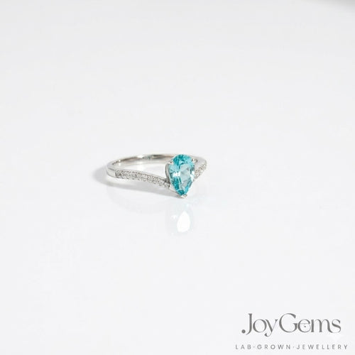 Lab Grown Paraiba Tourmaline Ring · 1.8ct · Moissanite Pavé · Sterling Silver