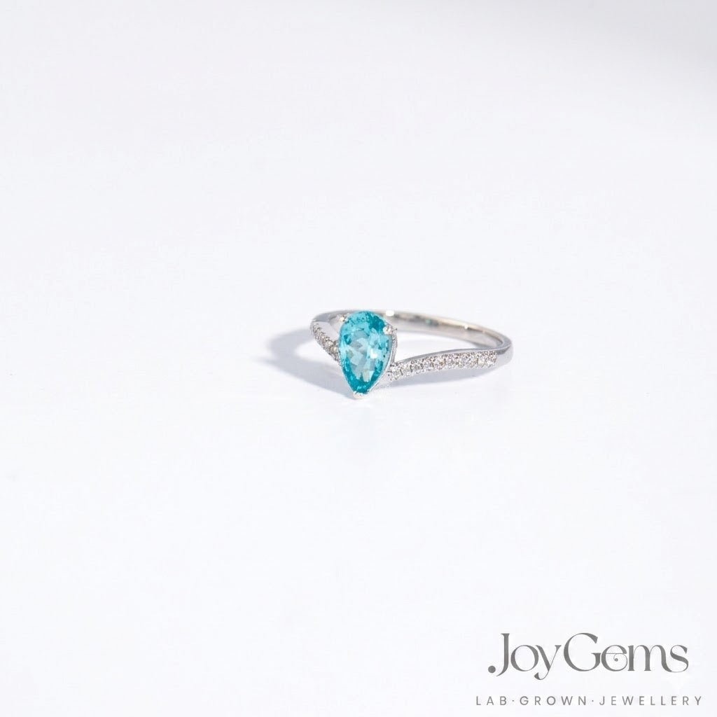 Lab Grown Paraiba Tourmaline Ring · 1.8ct · Moissanite Pavé · Sterling Silver